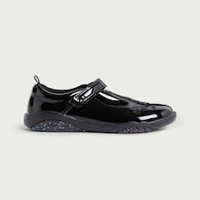 F&F School Girls Patent Unicorn Embossed Shoes in Black
