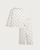 image 2 of F&F Girls Satin Bow Print Pyjama Set in White Multi