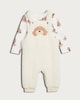 image 2 of F&F Curtis The Dog Baby 2-Piece Fleece Dungarees and Bodysuit Set in White