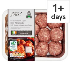 Tesco Finest 8  Certified Irish Angus Beef Meatballs Tomato & Mascarpone Sauce 427g