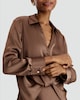image 3 of F&F Satin Twist Front Long Sleeved Blouse in Mink