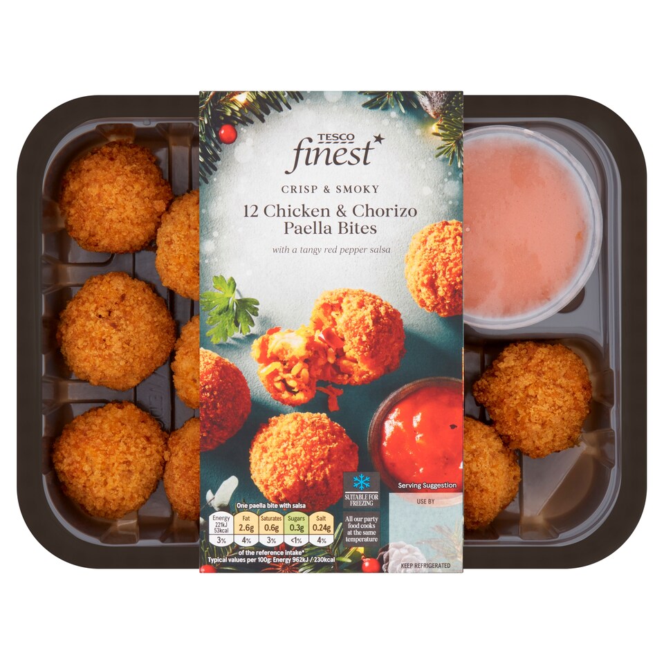 Tesco Finest 12 Chicken & Chorizo Paella Bites 280G