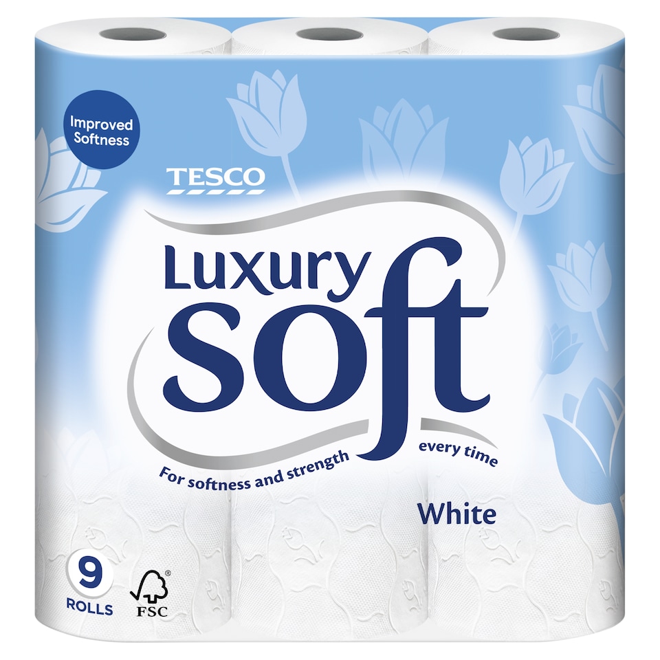 Tesco Luxury Soft White Toilet tissue 9 Rolls