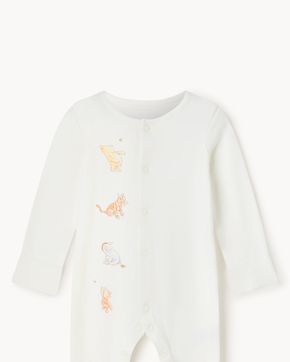 image 1 of Disney Winnie The Pooh 3-Pack Pure Cotton Sleepsuits in White