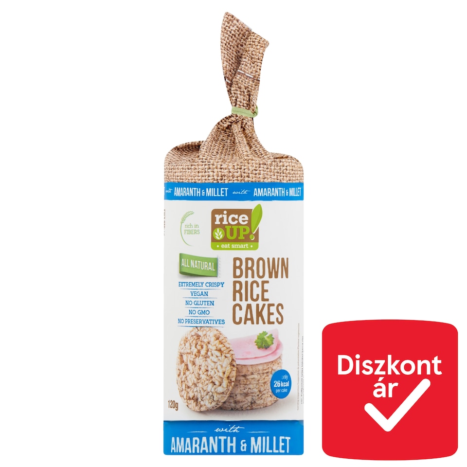 RiceUp! Eat Smart puffasztott teljes kiőrlésű barna rizs szelet kölessel és amaránttal 120 g  1. kép