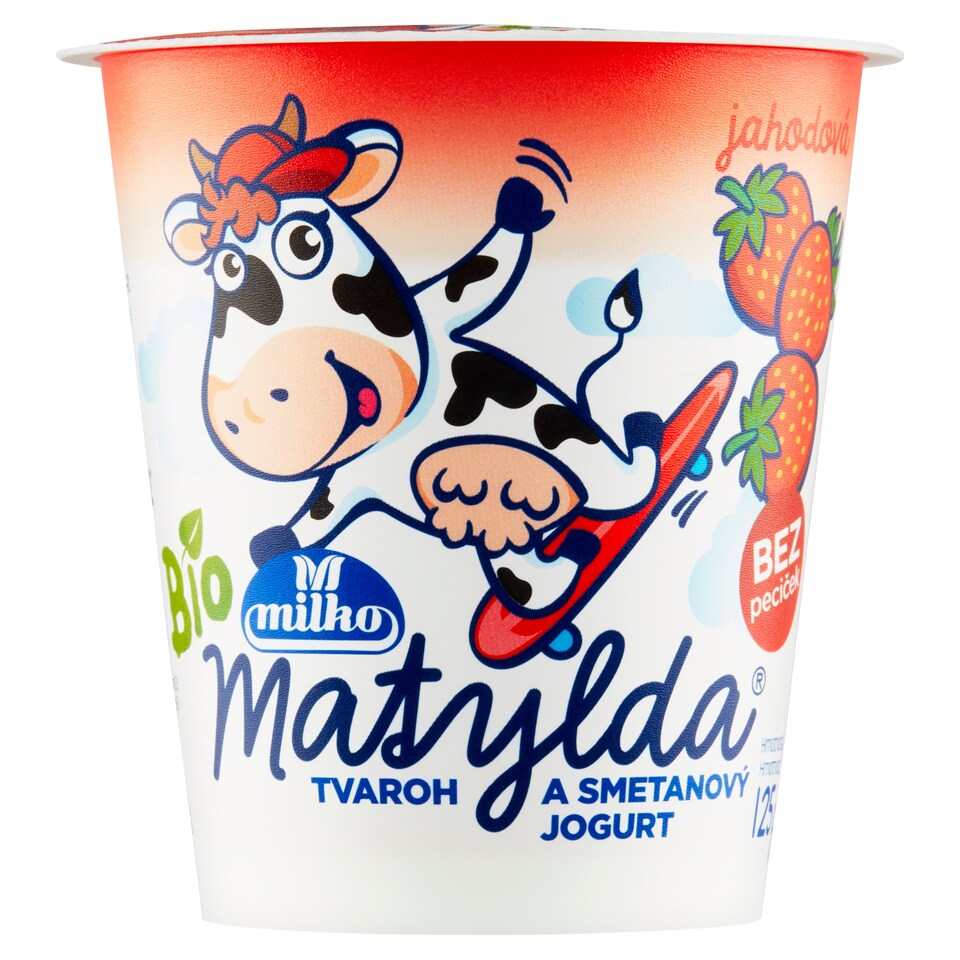 image 1 of Milko Matylda Strawberry Organic Cottage Cheese and Creamy Yogurt 125g
