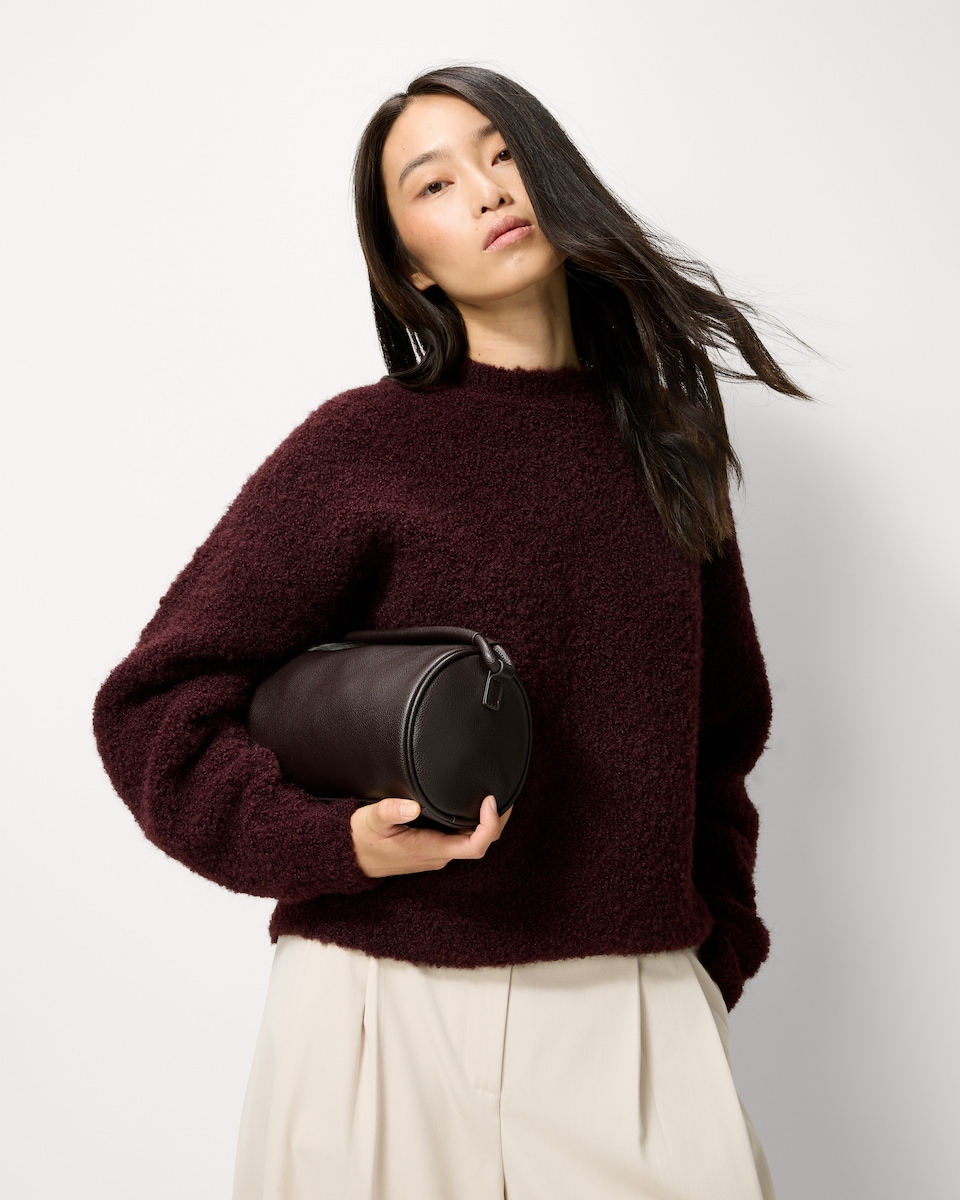 image 1 of F&F Textured Knitted Jumper with Wool in Burgundy