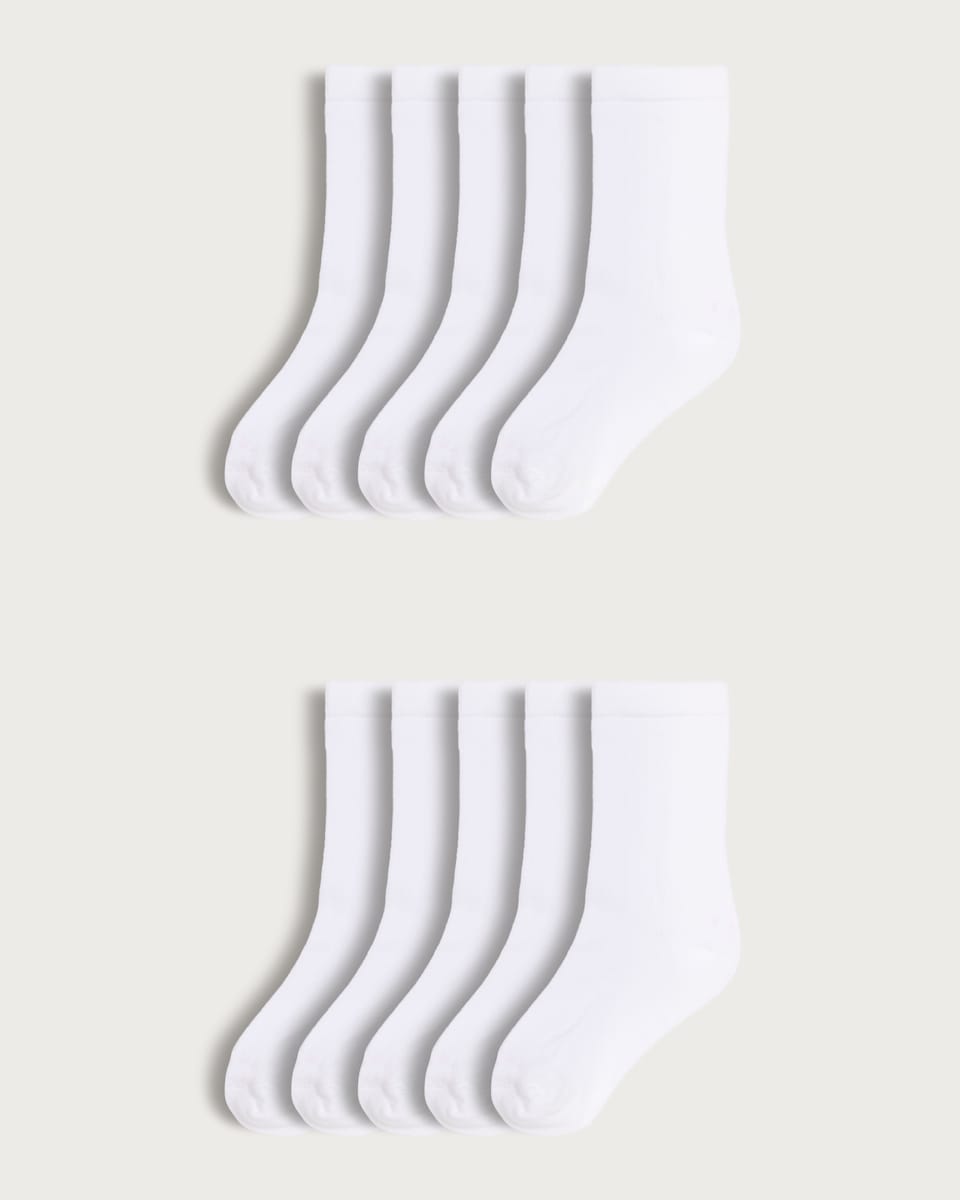 F&F 10-Pack Cotton Rich Ankle Socks in White