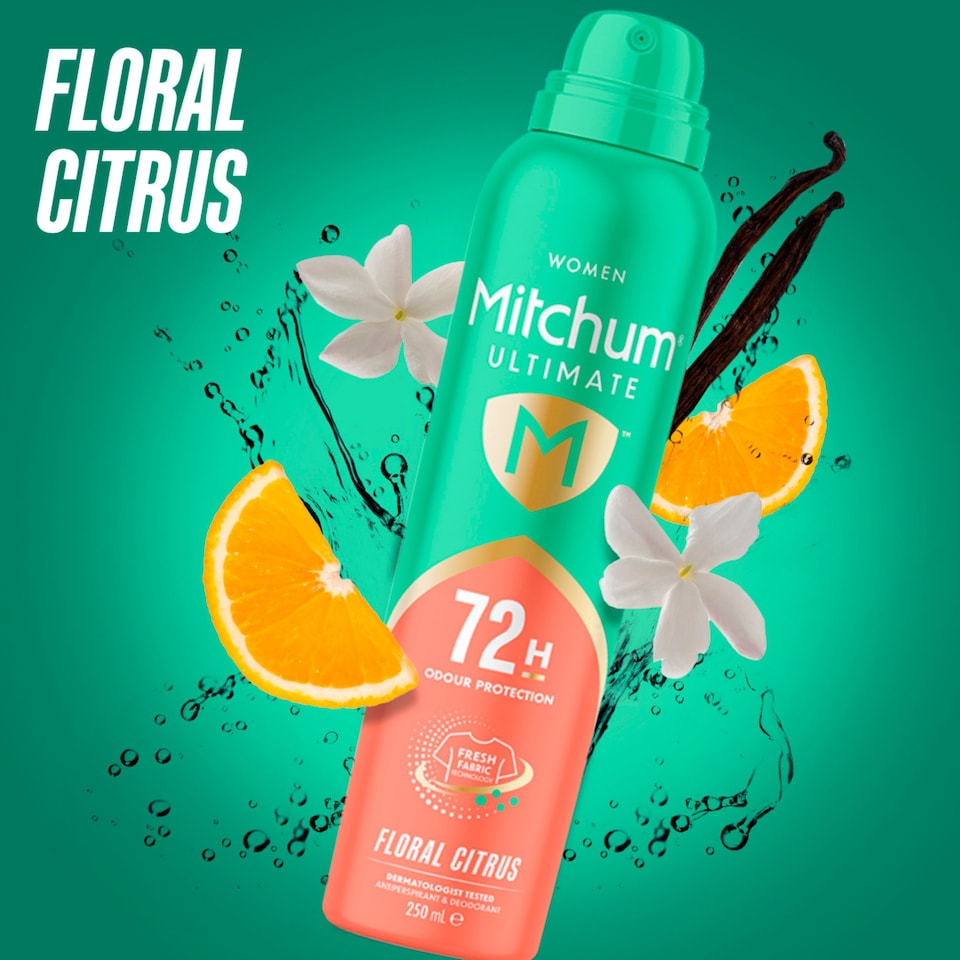 image 1 of Mitchum Ultimate 72H Floral Citrus Anti Perspirant & Deodorant 250ml