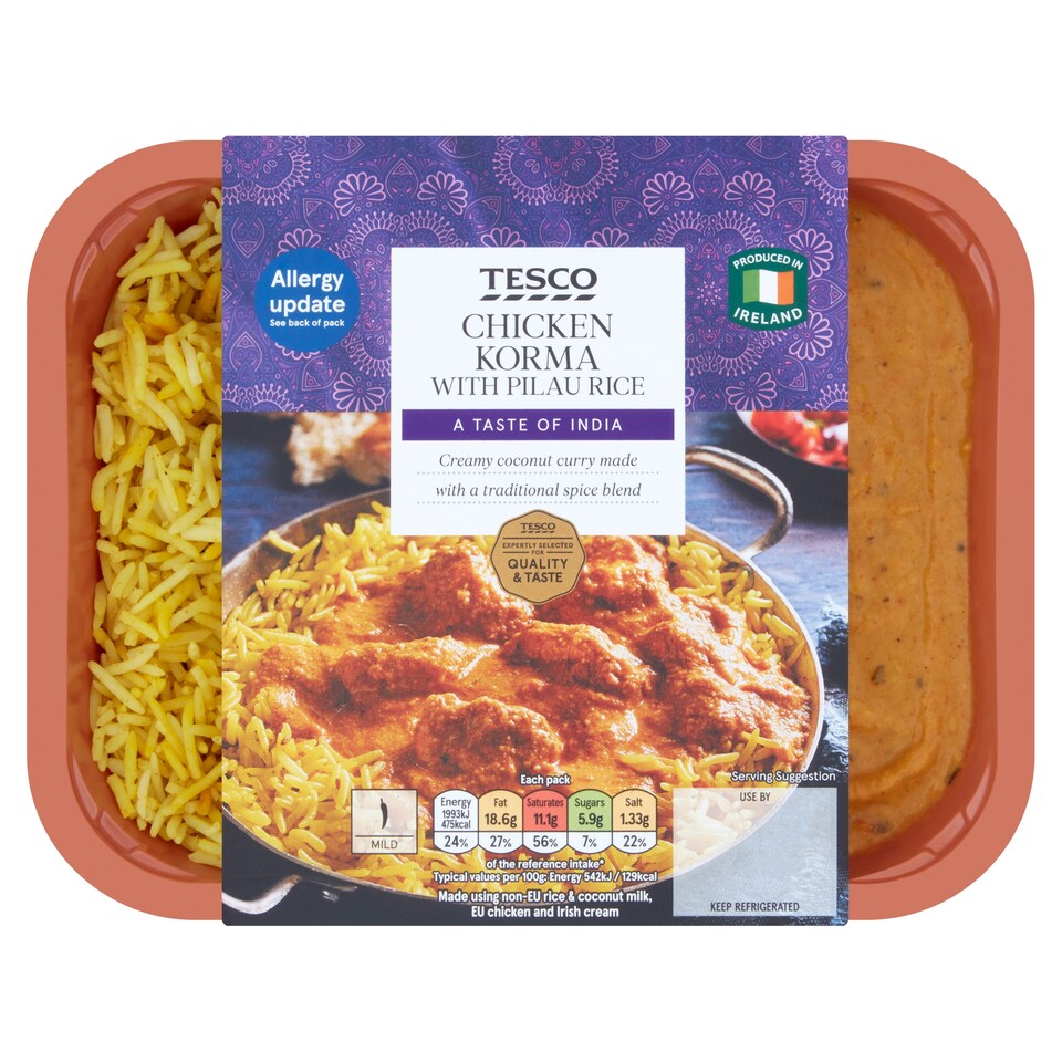 Tesco Chicken Korma With Pilau Rice 400G
