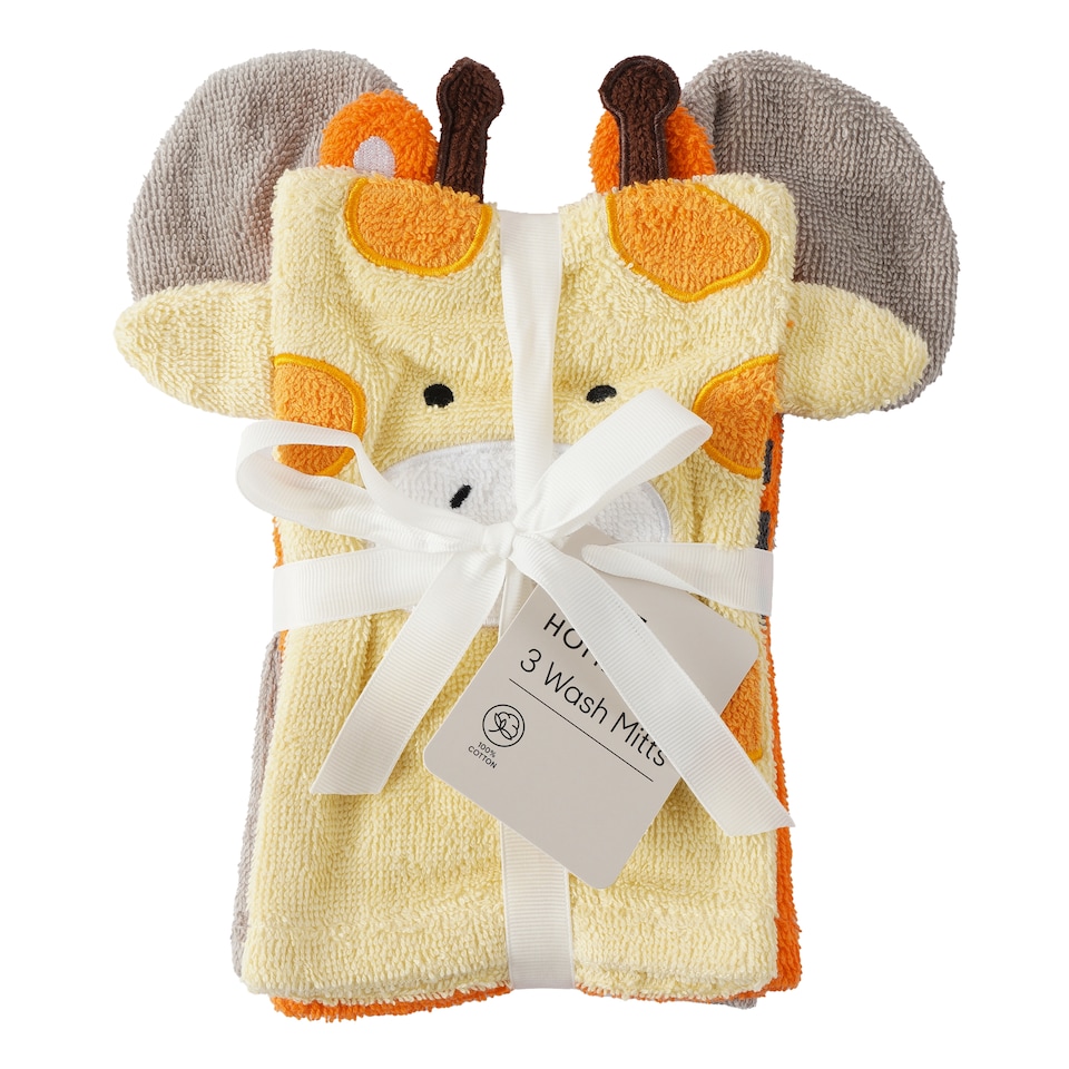 image 1 of F&F Home Safari Wash Mitts 3PK