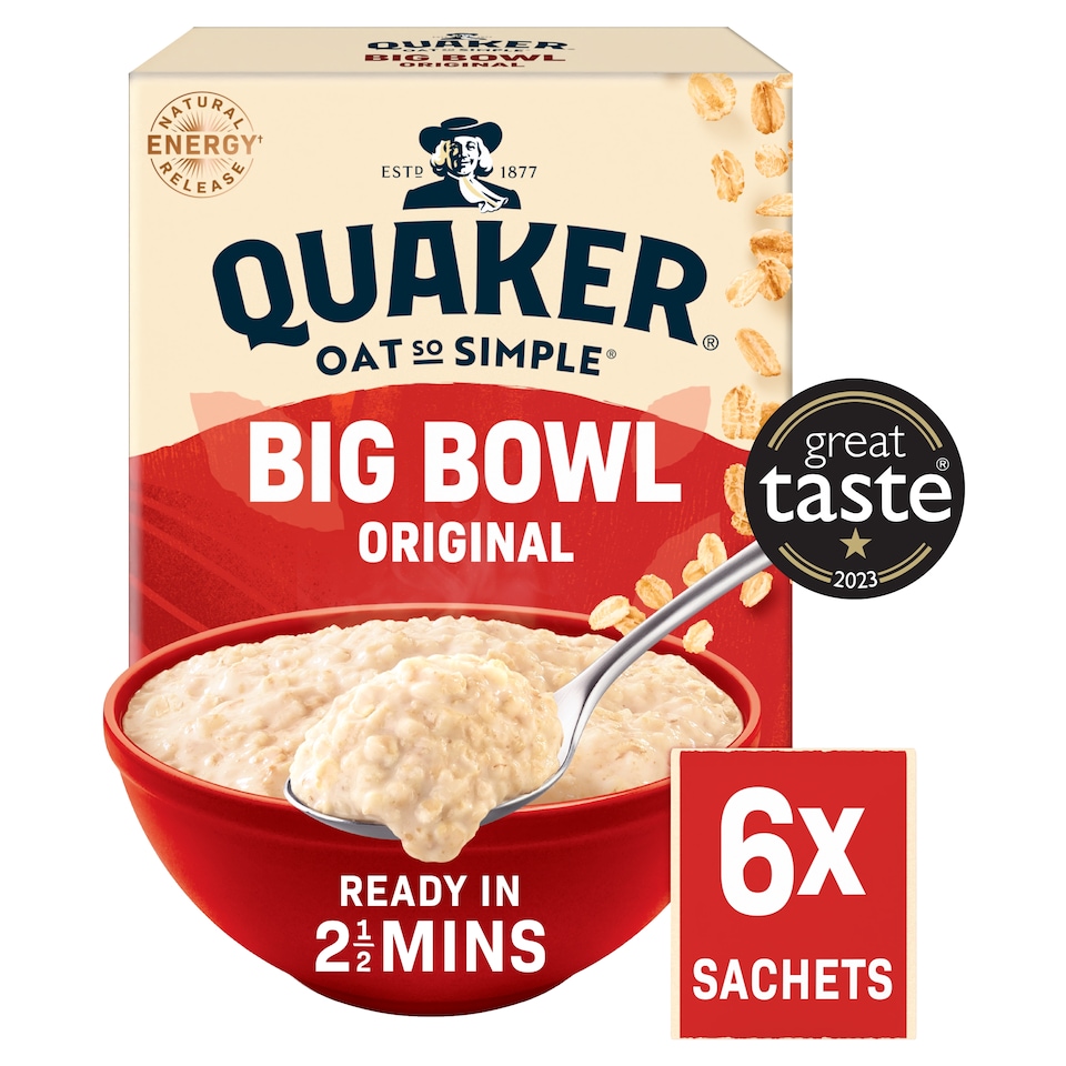 image 1 of Quaker Oat So Simple Big Bowl Original Porridge Sachets 6x38.5g