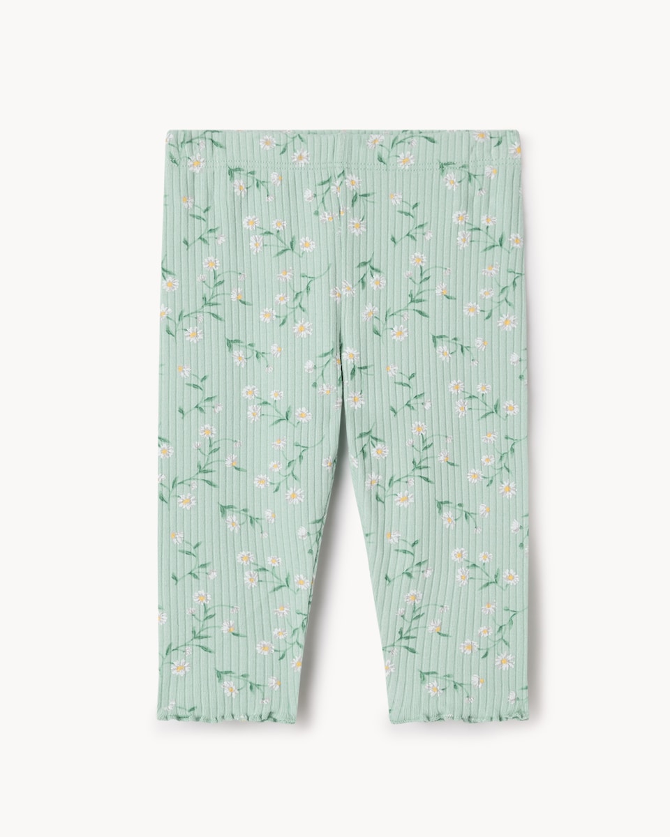image 1 of F&F Baby 2-Piece Cotton Rich Floral Sweatshirt and Leggings Set in Mint