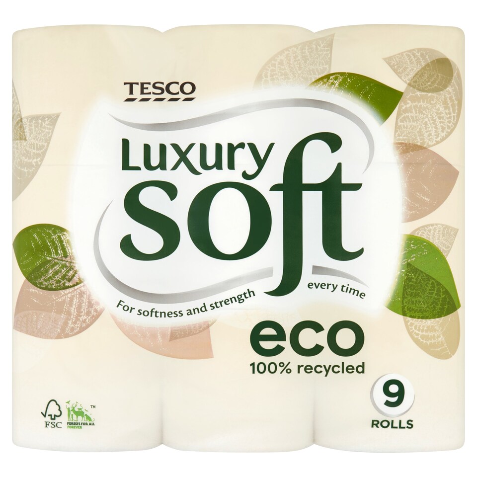 Tesco Luxury Soft Eco Toilet Tissue 9 Rolls