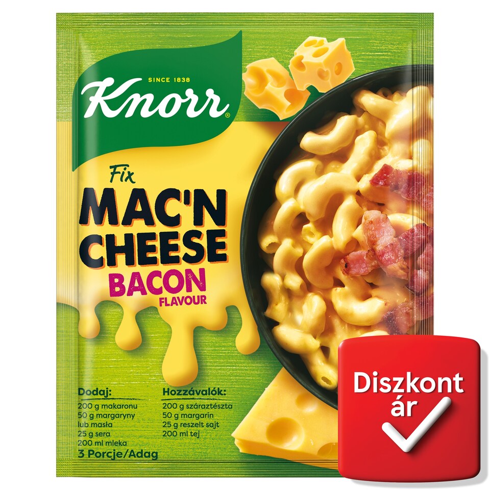 Knorr Mac'n Cheese sajtszószos-baconös tészta alap 33 g