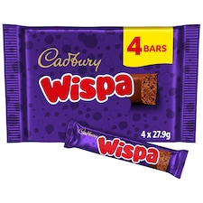 Cadbury Wispa Chocolate Bar 4 Pack Multipack 111.6g