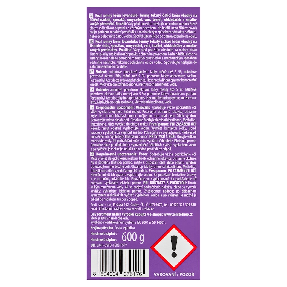 Obrázek 1 pro produkt Real Jemný krém levandule 600g