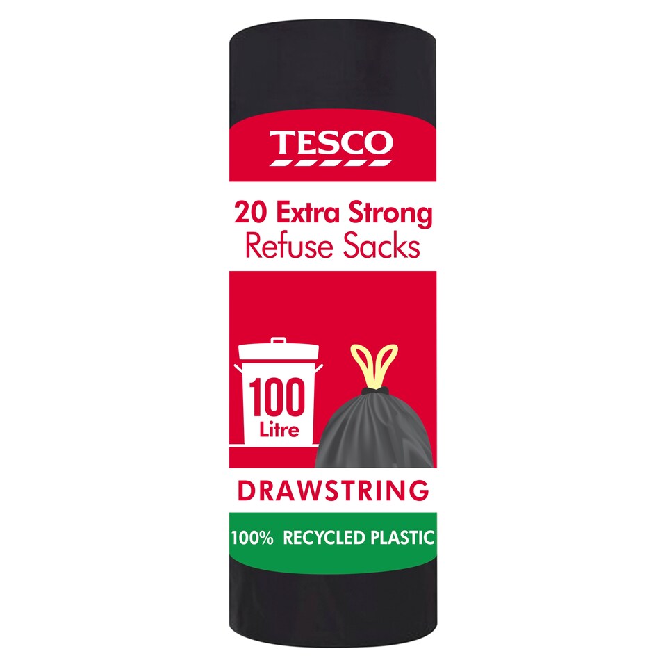image 1 of Tesco 20 Extra Strong Refuse Sacks 100L