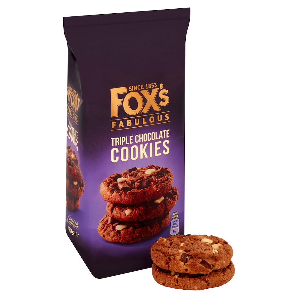 image 1 of Fox's Chocolatey Choc Chunk Cookies Triple Chocolate 180g