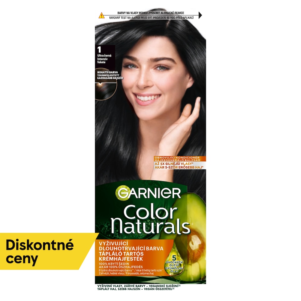 Garnier Color Naturals permanent hair color 1 Ultra black, 60 +40 +12 ml