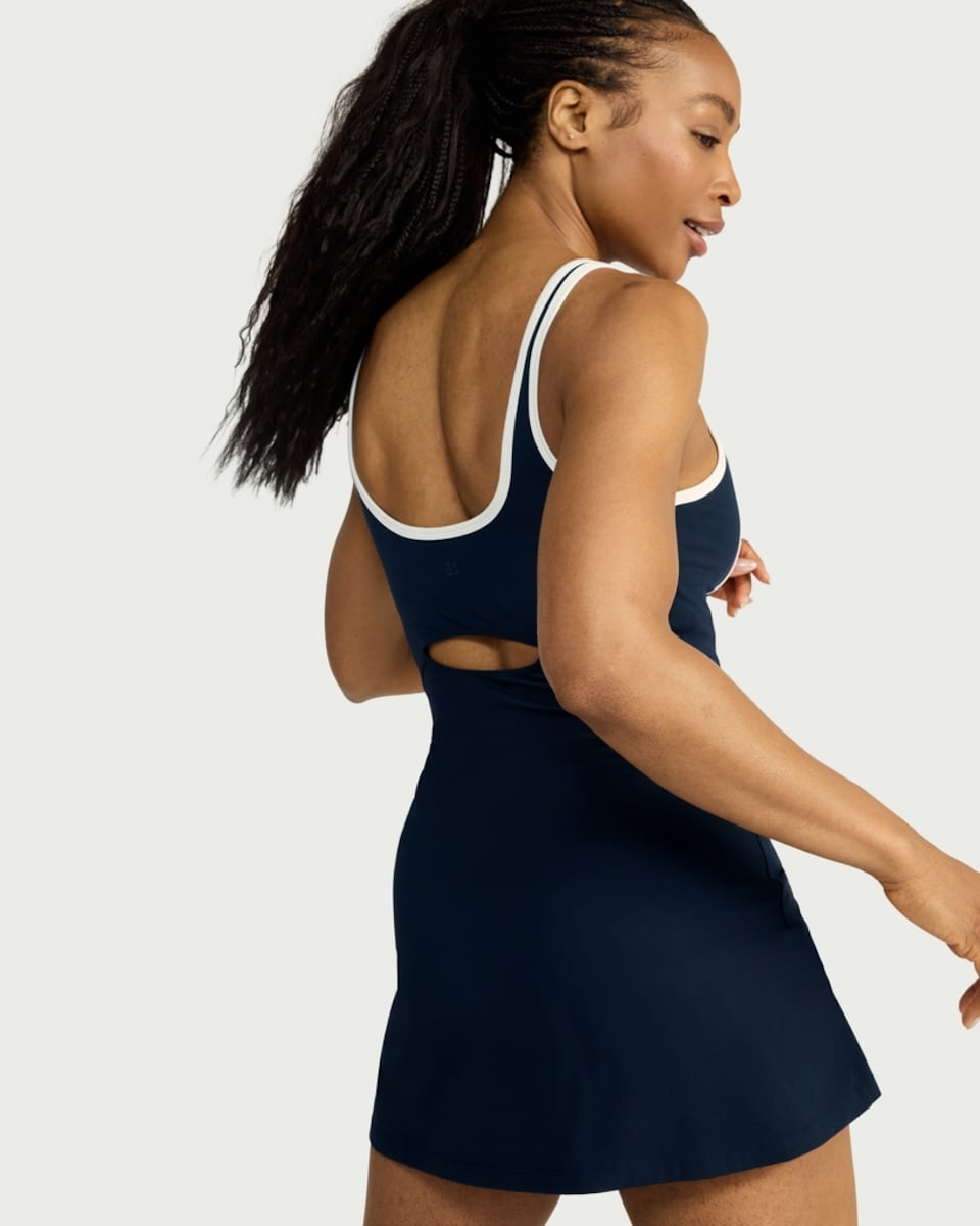 image 1 of F&F Active ULTRAMOVE Contrast Trim Tennis Dress in Navy