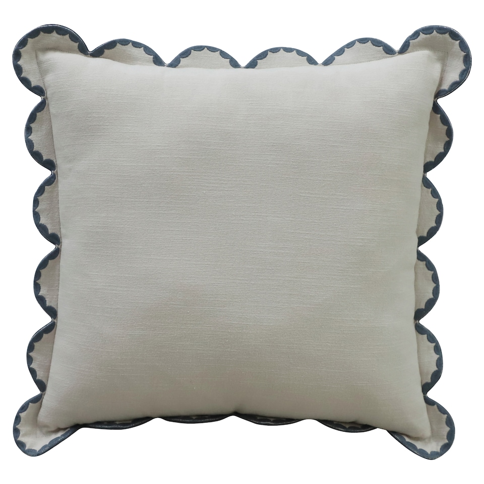 F&F Home Neutral & Blue Stitched Scallop Cushion 45 x 45 cm