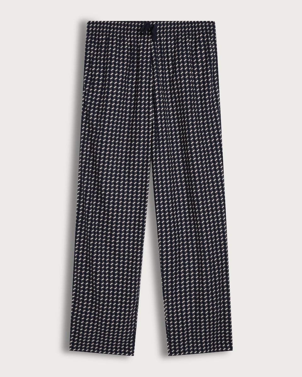 F&F Geometric Print Fleece Drawstring Pyjama Bottoms in Navy