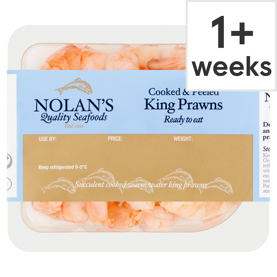 Nolan's Cooked & Peeled King Prawns Tail Off 125G