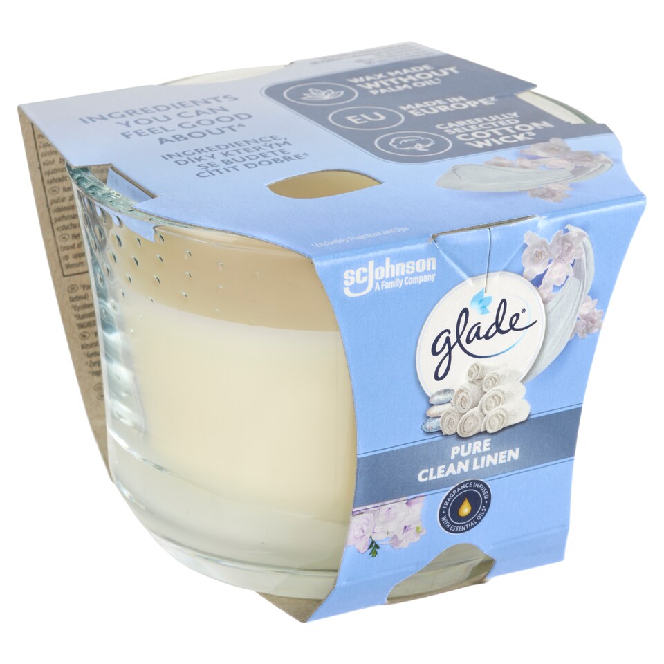 Obrázek 1 pro produkt Glade Maxi Pure Clean Linen parfémovaná svíčka 204g