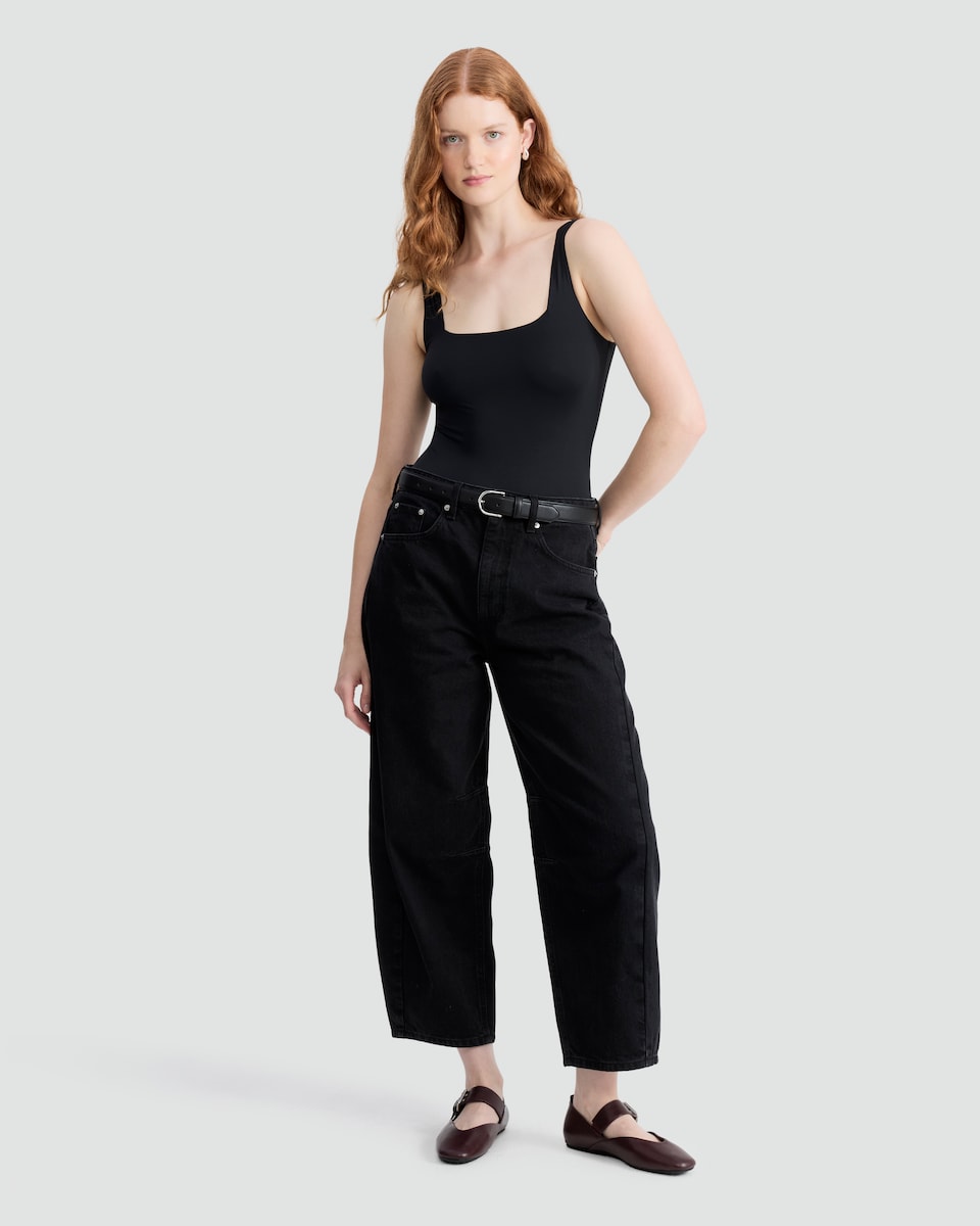 image 1 of F&F Contour Square Neck Bodysuit in Black