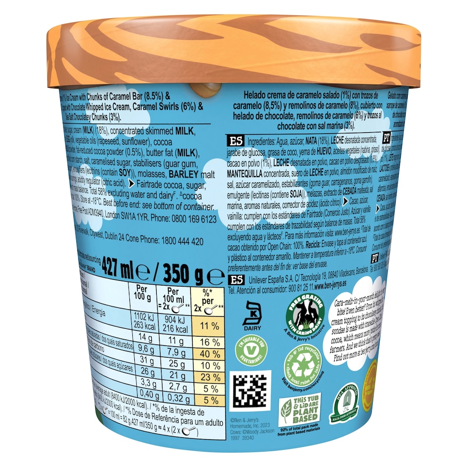 image 1 of Ben & Jerry's Sundae Dulce De-Lish Ice Cream Tub 427ml