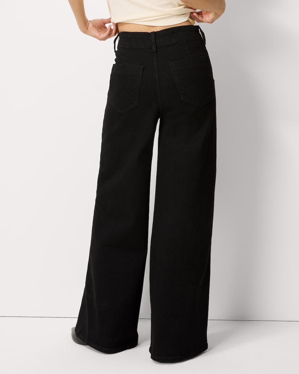 image 1 of F&F High Rise Wide Leg Jeans in Black