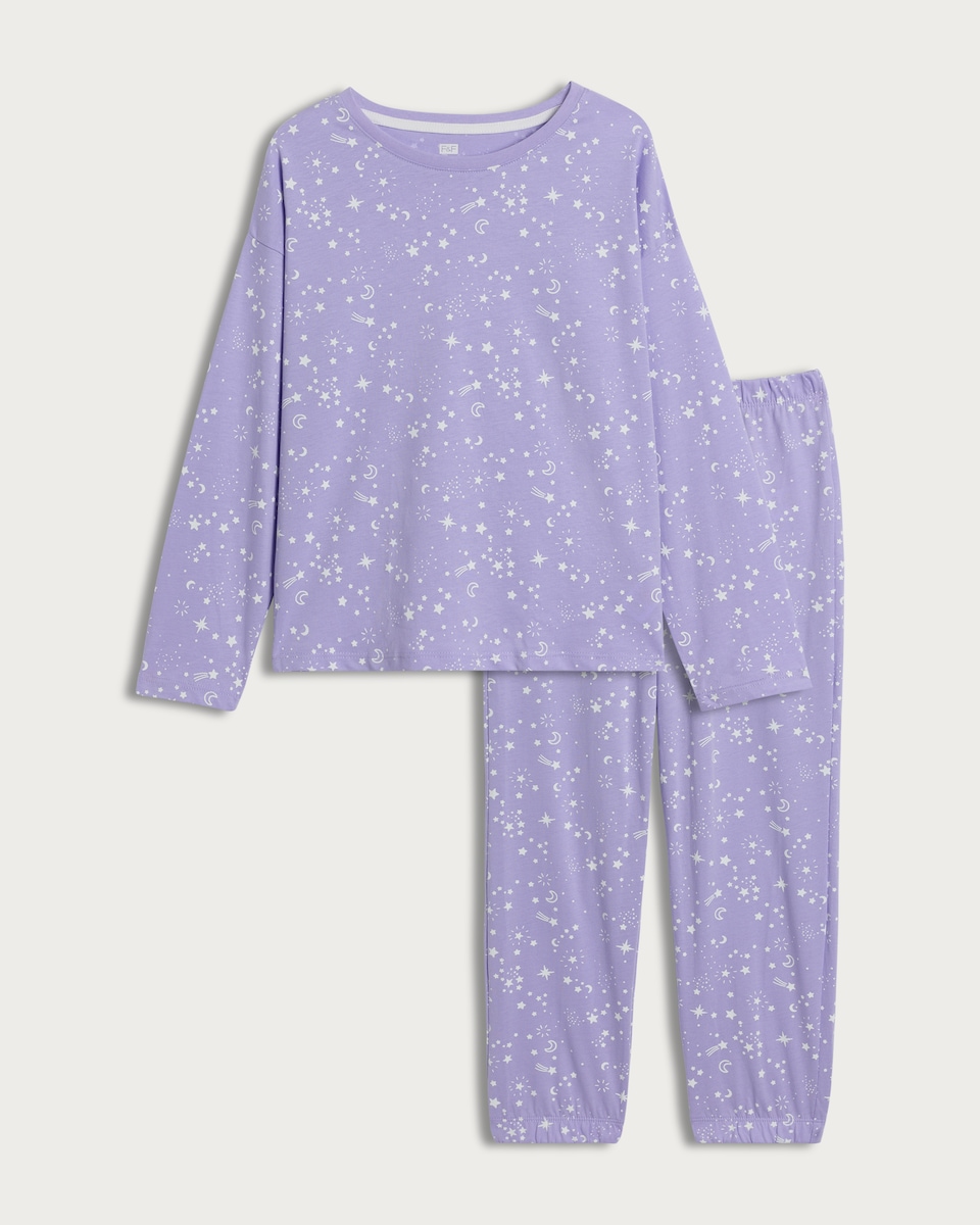 F&F Girls Pure Cotton Starry Night Pyjamas in Multi