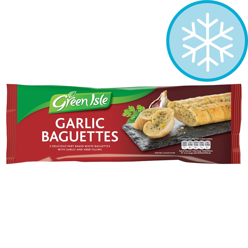 Green Isle 2 Garlic Baguettes 340G