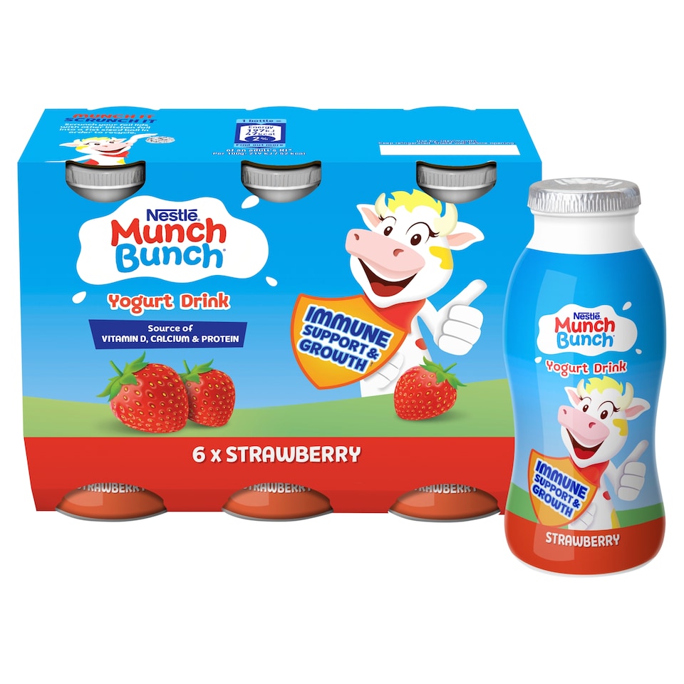 image 1 of Munch Bunch Strawberry Lunchbox Kids Yoghurt Drink 6x90g