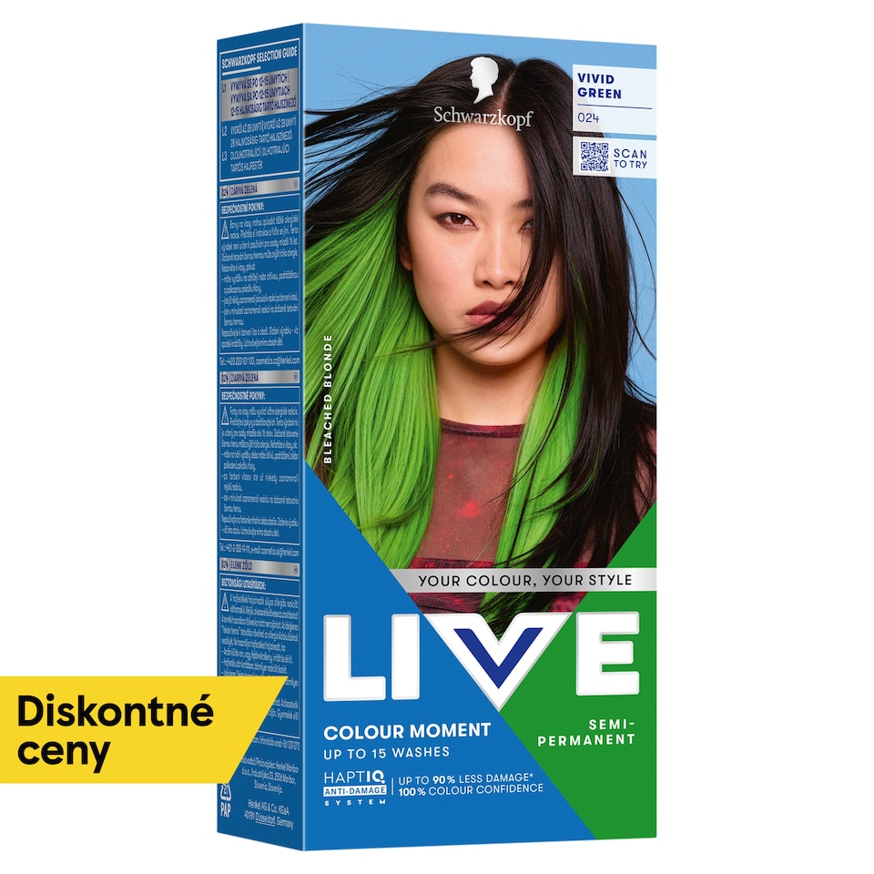 Schwarzkopf Live Colour Moment farba na vlasy 024 žiarivá zelená