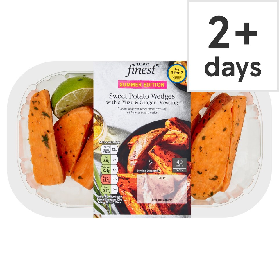 Tesco Finest Sweet Potato Wedges Yuzo & Ginger Dressing 400G Tesco