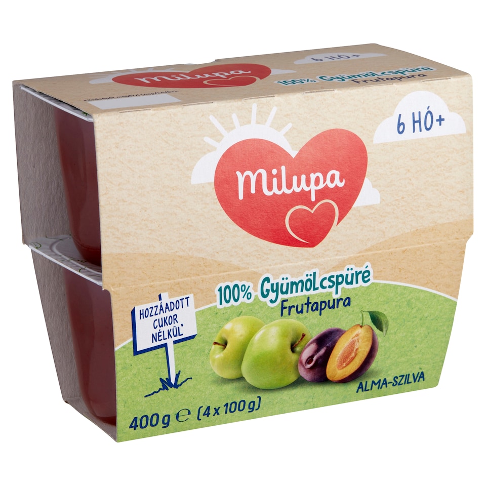 image 1 of Milupa Frutapura Apple-Plum 100% Fruit Puree 6 Months+ 4 x 100 g (400 g)