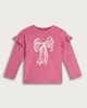 image 4 of F&F Girls Pure Cotton Bow Print Long Sleeved Top in Burgundy