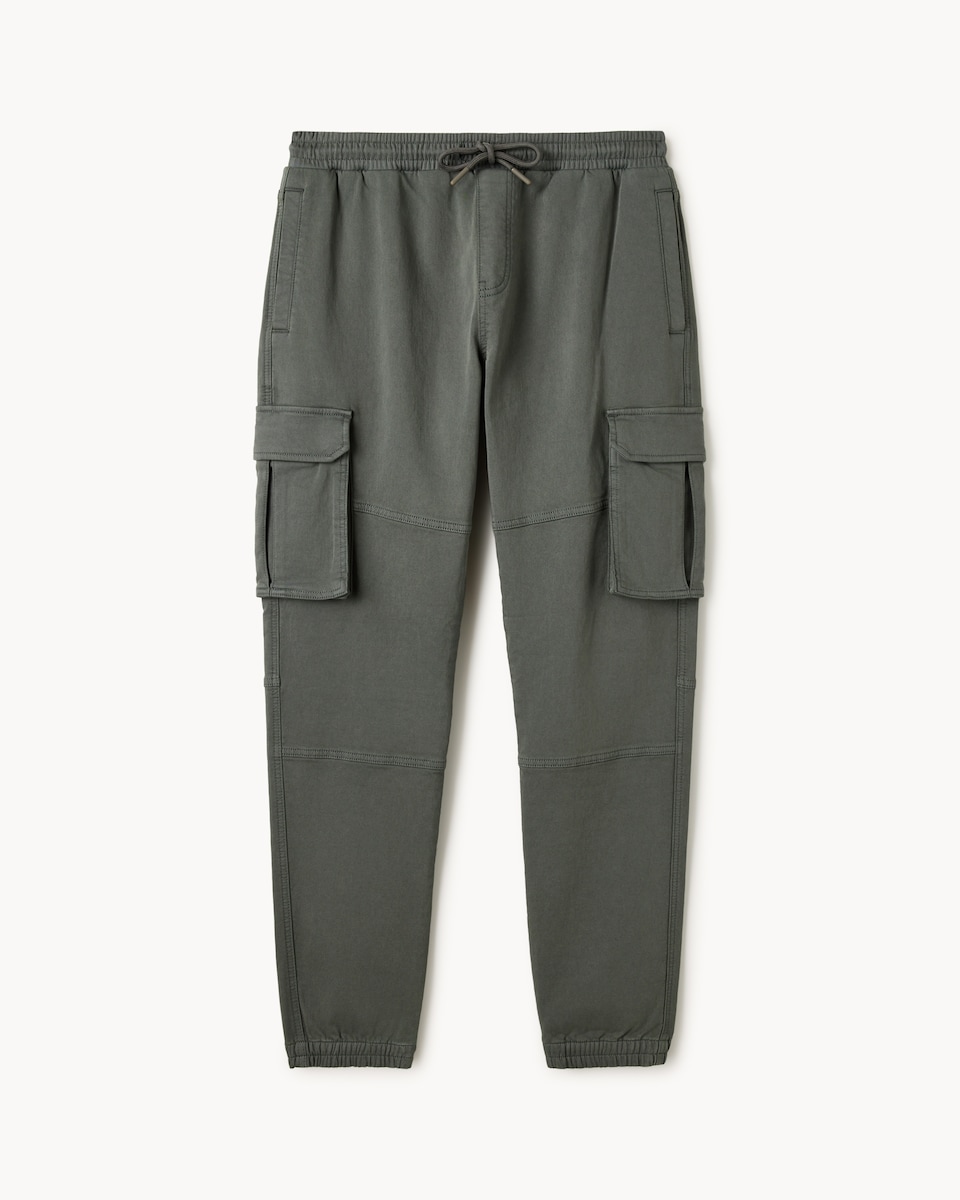 image 1 of F&F Cotton Rich Knitted Cargo Trousers in Khaki
