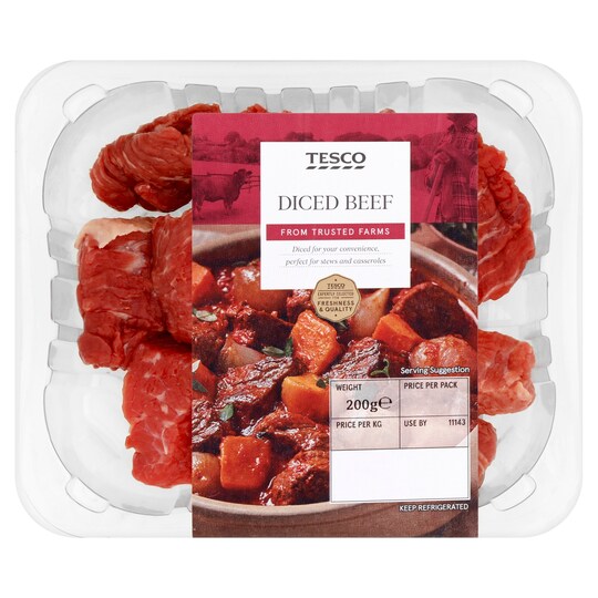 Tesco Diced Beef 200G Tesco Groceries