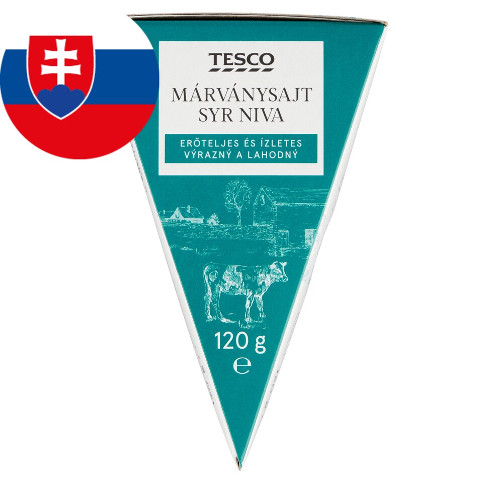 Tesco Polomäkký zrejúci plnotučný syr s modrozelenou plesňou vo vnútri 120 g