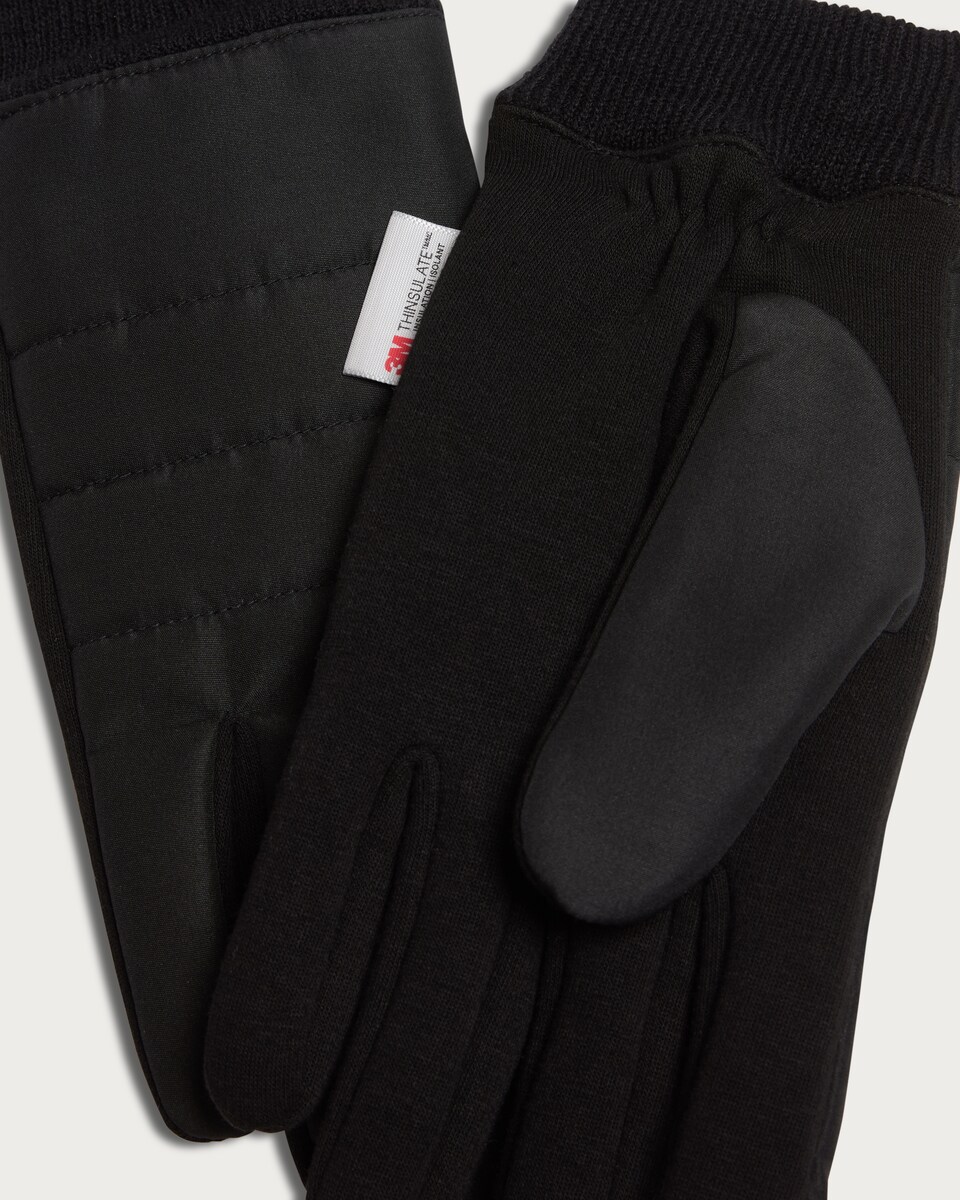 image 1 of F&F Thinsulate™ Quilted Panel Detail Gloves with Cotton in Black