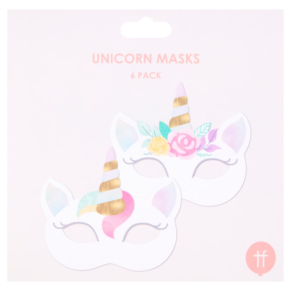 Unicorn Party Face Masks 6 Pack