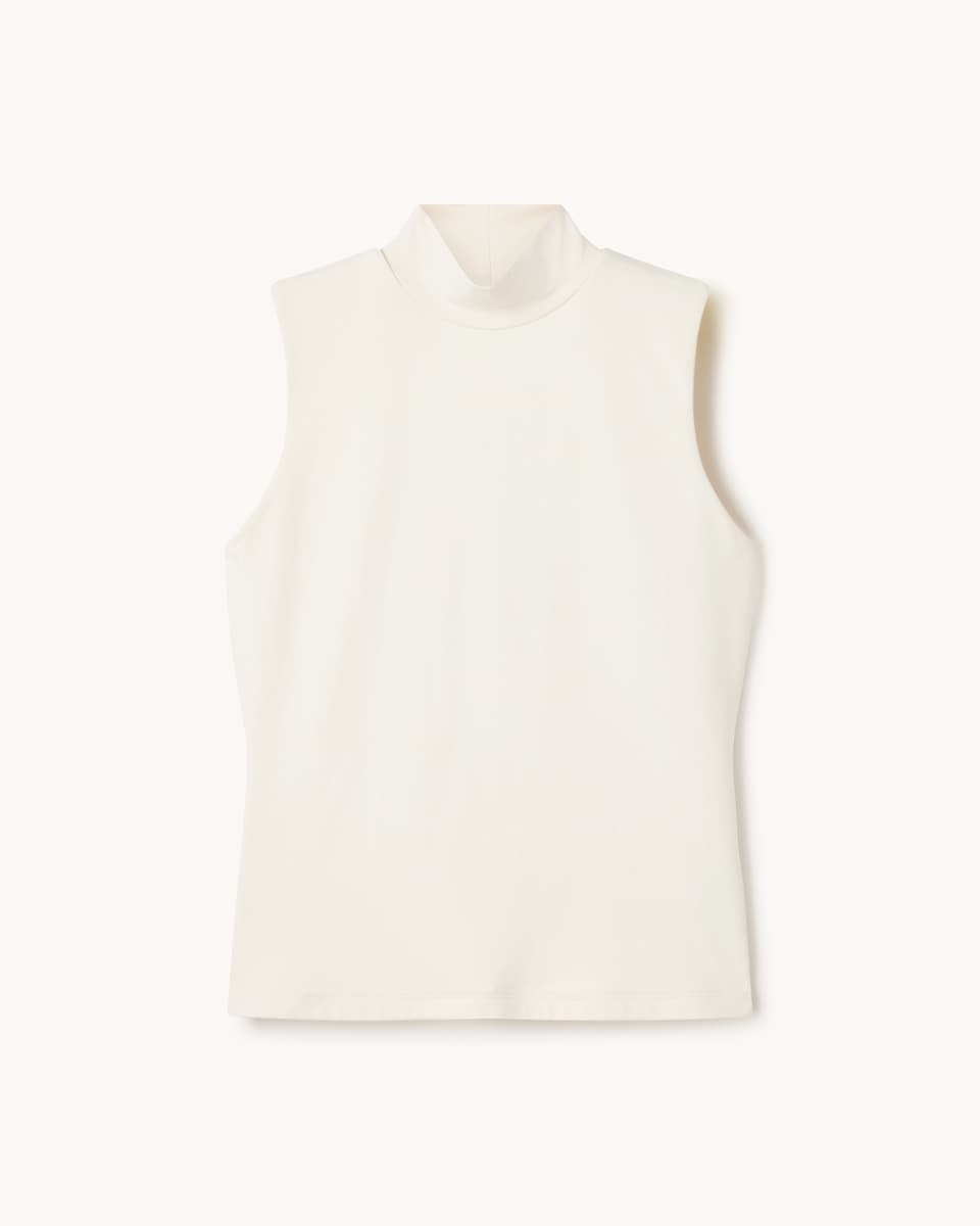 image 1 of F&F Polyamide Turtle Neck Vest in White