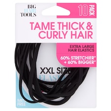 Big Hair Tools Xxl Flat Elastic Black 10 Pack