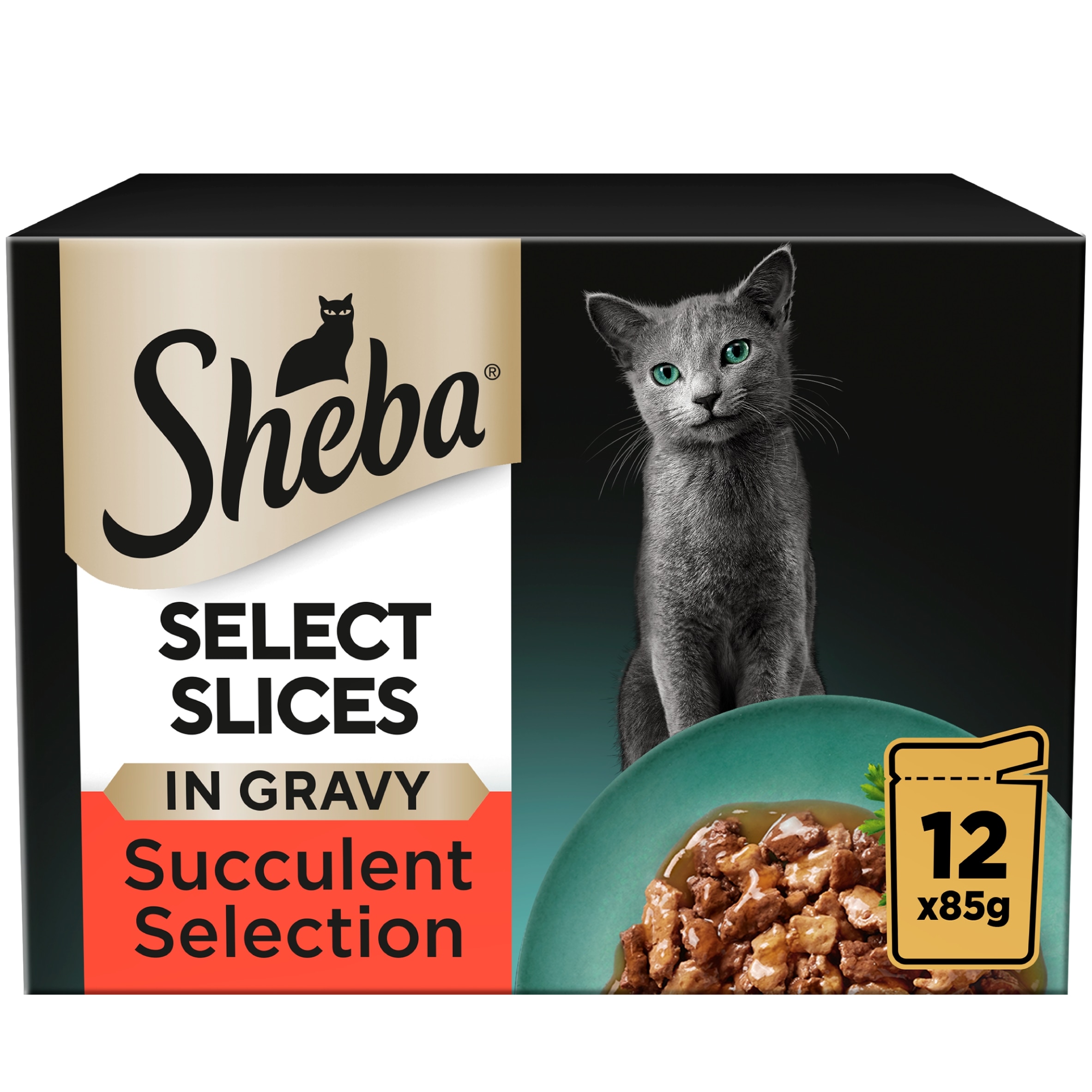 Sheba Select Slices Wet Cat Food Pouches Succulent Mix Gravy 12x85g