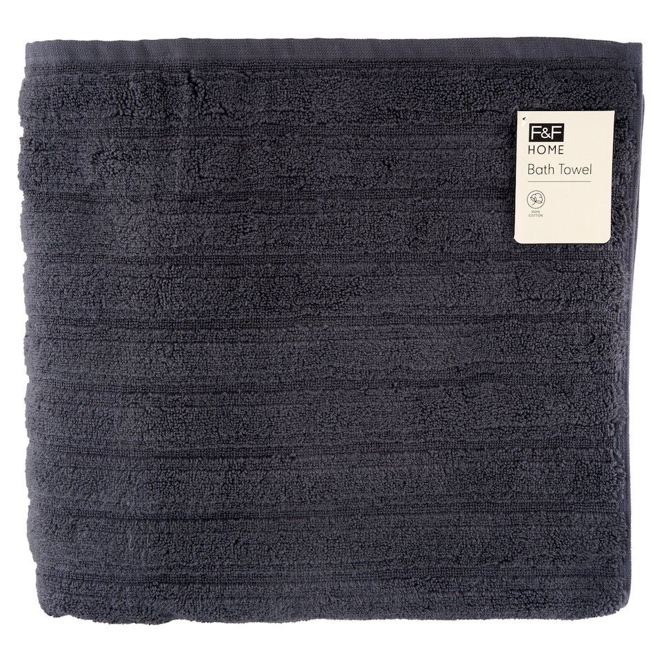 F&F Home Blue Charcoal bordázott törölköző 70 cm x 130 cm