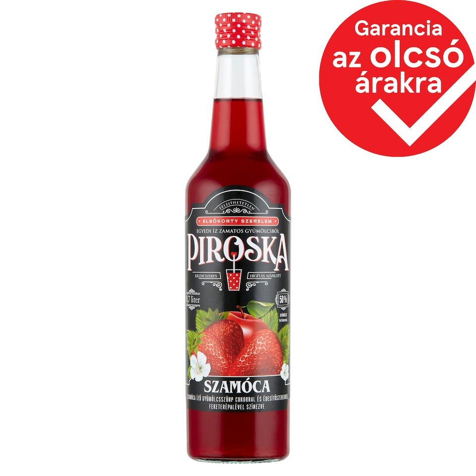 Piroska Strawberry Flavored Fruit Syrup Colored with Black Carrot Juice, Sugar & Sweetener 0,7 l