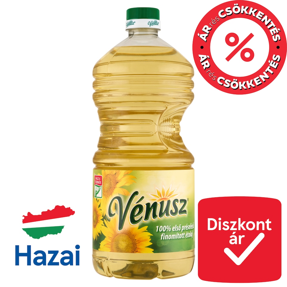 image 1 of Vénusz 100% First Pressed Refined Sunflower Cooking Oil 2 l